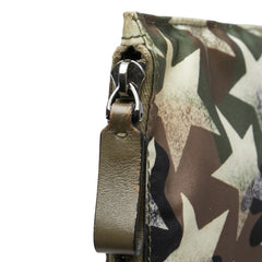 ヴァレンティノ カモフラージュ 迷彩 スター 星 クラッチバッグ カーキ ブラウン ナイロン レザー メンズ VALENTINO 【中古】