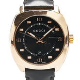 グッチ GG2570 腕時計 YA142309 クオーツ ブラック文字盤 ステンレススチール レザー メンズ GUCCI 【中古】