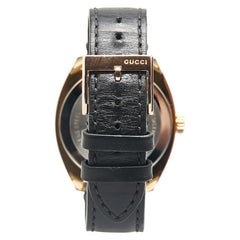 グッチ GG2570 腕時計 YA142309 クオーツ ブラック文字盤 ステンレススチール レザー メンズ GUCCI 【中古】