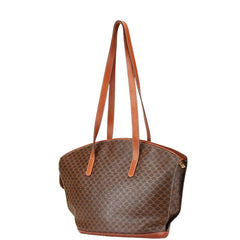 セリーヌ マカダム ショルダーバッグ トートバッグ ブラウン PVC レザー レディース CELINE 【中古】