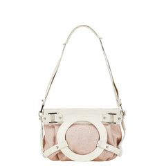 サルヴァトーレフェラガモ ガンチーニ ワンショルダーバッグ AU-21 5866 ピンク ホワイト キャンバス レザー レディース Salvatore Ferragamo 【中古】