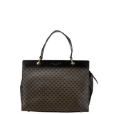 セリーヌ マカダム ハンドバッグ ブラック ブラウン PVC レザー レディース CELINE 【中古】