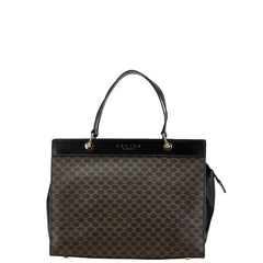 セリーヌ マカダム ハンドバッグ ブラック ブラウン PVC レザー レディース CELINE 【中古】