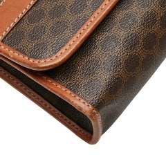 セリーヌ マカダム 斜め掛け ショルダーバッグ ブラウン PVC レザー レディース CELINE 【中古】