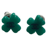 シャネル ココマーク クローバー モチーフ ピアス グリーン シルバー プラスチック メタル レディース CHANEL 【中古】