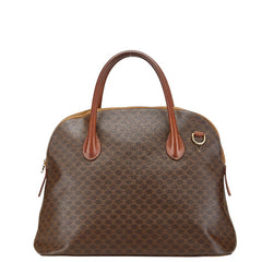 セリーヌ マカダム ハンドバッグ ブラウン PVC レザー レディース CELINE 【中古】