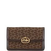 セリーヌ Cマカダム 馬車金具 クラッチバッグ ブラウン キャンバス レザー レディース CELINE 【中古】