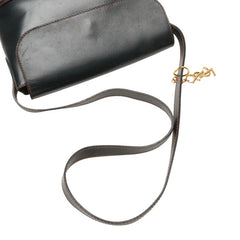 サンローラン YSL カットアウト ショルダーバッグ ブラック ブラウン レザー レディース SAINT LAURENT 【中古】