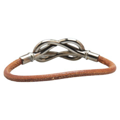 エルメス アタメ ブレスレット シルバー ブラウン メタル レザー レディース HERMES 【中古】