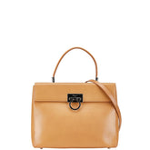 サルヴァトーレフェラガモ ガンチーニ ハンドバッグ ショルダーバッグ 2WAY ベージュ レザー レディース Salvatore Ferragamo 【中古】