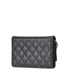 シャネル カンボンライン ココマーク チェーン ショルダーバッグ ウォレットチェーン ブラック ラムスキン エナメル レディース CHANEL 【中古】