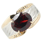 K18YG イエローゴールド Pt900 プラチナ コンビ ガーネット ダイヤ0.02ct リング 指輪 レディース 11.5号 【中古】