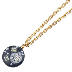 シャネル ココマーク ネックレス ゴールド ブラック メッキ フェイクパール レディース CHANEL 【中古】