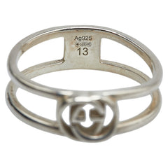 グッチ インターロッキングG スリム オープン バンド リング 指輪 #13 SV925 シルバー レディース GUCCI 【中古】