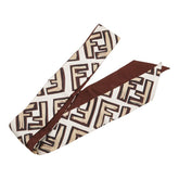 フェンディ ツイリー ズッカ スカーフ ブラウン ホワイト ベージュ シルク レディース FENDI 【中古】