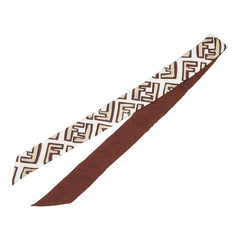 フェンディ ツイリー ズッカ スカーフ ブラウン ホワイト ベージュ シルク レディース FENDI 【中古】