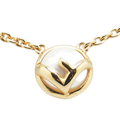 フェンディ Fロゴ ネックレス ゴールド メッキ フェイクパール レディース FENDI 【中古】