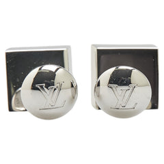 ルイ ヴィトン ダミエ グラフィット ブトンドゥマンシェット ダミエ ケース付き カフス M61975 シルバー メタル PVC メンズ LOUIS VUITTON 【中古】