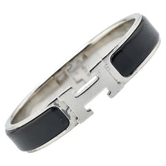 エルメス クリックH PM バングル シルバー ブラック メタル レディース HERMES 【中古】