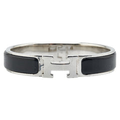 エルメス クリックH PM バングル シルバー ブラック メタル レディース HERMES 【中古】