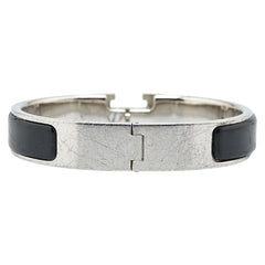 エルメス クリックH PM バングル シルバー ブラック メタル レディース HERMES 【中古】