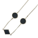 K14YG イエローゴールド オニキス サークル ダイヤ モチーフ ネックレス レディース 【中古】