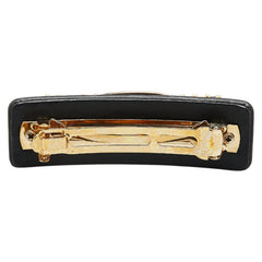 サルヴァトーレフェラガモ ヴァラリボン スタッズ バレッタ ブラック レザー メッキ レディース Salvatore Ferragamo 【中古】