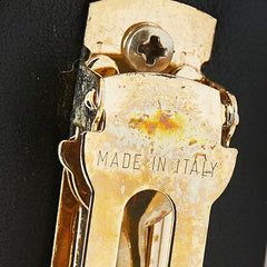 サルヴァトーレフェラガモ ヴァラリボン スタッズ バレッタ ブラック レザー メッキ レディース Salvatore Ferragamo 【中古】