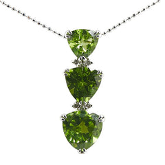 K18WG ホワイトゴールド ペリドット5.77ct ダイヤ0.07ct トライアングル モチーフ ネックレス レディース 【中古】