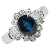 Pt900 プラチナ サファイア1.26ct ダイヤ0.11ct リング 指輪 レディース 10号 【中古】