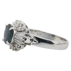 Pt900 プラチナ サファイア1.26ct ダイヤ0.11ct リング 指輪 レディース 10号 【中古】