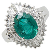 Pt900 プラチナ エメラルド2.75ct ダイヤ0.69ct リング 指輪 レディース 12号 【中古】