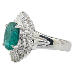 Pt900 プラチナ エメラルド2.75ct ダイヤ0.69ct リング 指輪 レディース 12号 【中古】