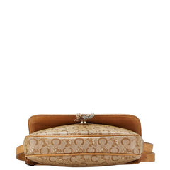 セリーヌ Cマカダム ショルダーバッグ ベージュ ブラウン PVC レザー レディース CELINE 【中古】