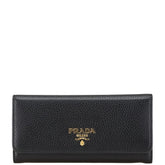 プラダ 長財布 1MH132 ブラック レザー レディース PRADA 【中古】