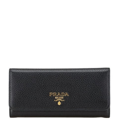 プラダ 長財布 1MH132 ブラック レザー レディース PRADA 【中古】