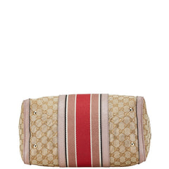 グッチ GGキャンバス シェリーライン ショルダーバッグ ハンドバッグ 2WAY 247205 ベージュ ピンク キャンバス レザー レディース GUCCI 【中古】