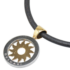 ブルガリ トンドサン チョーカー ネックレス シルバー ゴールド ブラック ステンレススチール K18 ゴールド レザー レディース BVLGARI 【中古】