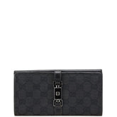 グッチ GGキャンバス ジャッキー 二つ折り財布 05479 ブラック キャンバス レザー レディース GUCCI 【中古】