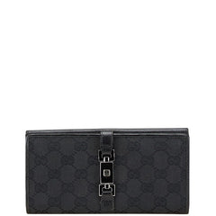 グッチ GGキャンバス ジャッキー 二つ折り財布 05479 ブラック キャンバス レザー レディース GUCCI 【中古】