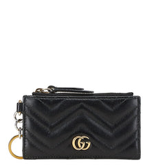 グッチ GGマーモント カードケース コインケース ブラック レザー レディース GUCCI 【中古】