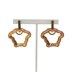 ヴェルサーチェ メデューサ グレカ スタッドピアス ゴールド パープル メッキ ラインストーン レディース VERSACE 【中古】