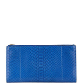 セリーヌ トリオ クラッチバッグ ポーチ ブルー クロコダイル レザー レディース CELINE 【中古】