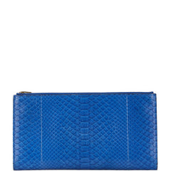 セリーヌ トリオ クラッチバッグ ポーチ ブルー クロコダイル レザー レディース CELINE 【中古】