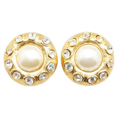 シャネル ラインストーン イヤリング ゴールド メッキ フェイクパール レディース CHANEL 【中古】