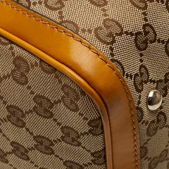 グッチ GGキャンバス シェリーライン ミニボストンバッグ ショルダーバッグ 2WAY 247205 ベージュ イエロー キャンバス レザー レディース GUCCI 【中古】