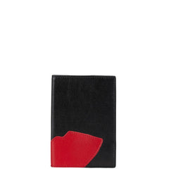 Lulu Guinness ルルギネス リップ 唇 パスポートケース ブラック レッド レザー レディース 【中古】