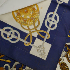 エルメス カレ90 Cliquetis カチカチ 剣柄 スカーフ ネイビー マルチカラー シルク レディース HERMES 【中古】