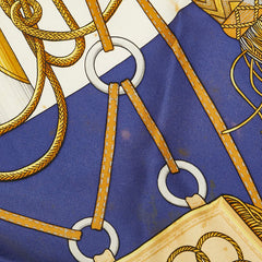 エルメス カレ90 Cliquetis カチカチ 剣柄 スカーフ ネイビー マルチカラー シルク レディース HERMES 【中古】