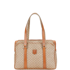セリーヌ マカダム ハンドバッグ トートバッグ ベージュ ブラウン PVC レザー レディース CELINE 【中古】